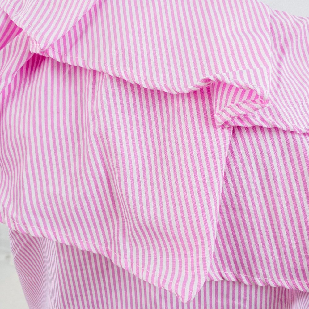 ASOS XL One Shoulder Ruffle Blouse Top Pink - Picture 2 of 7